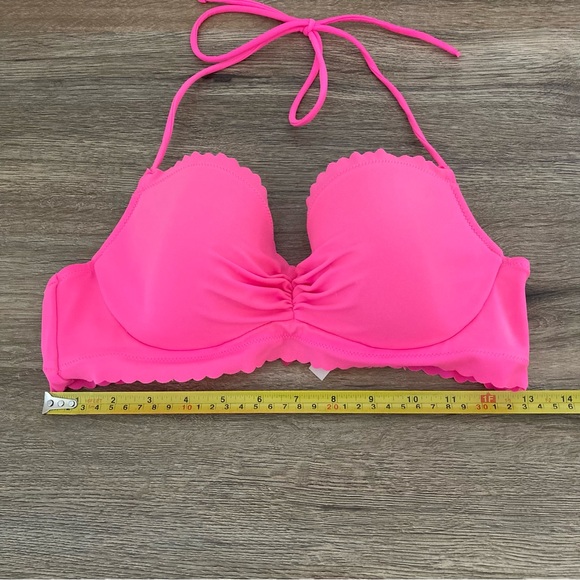 Victoria’s Secret Womens Halter Bra Hot Pink Push Up Scalloped Back Hook 36B - Picture 7 of 11